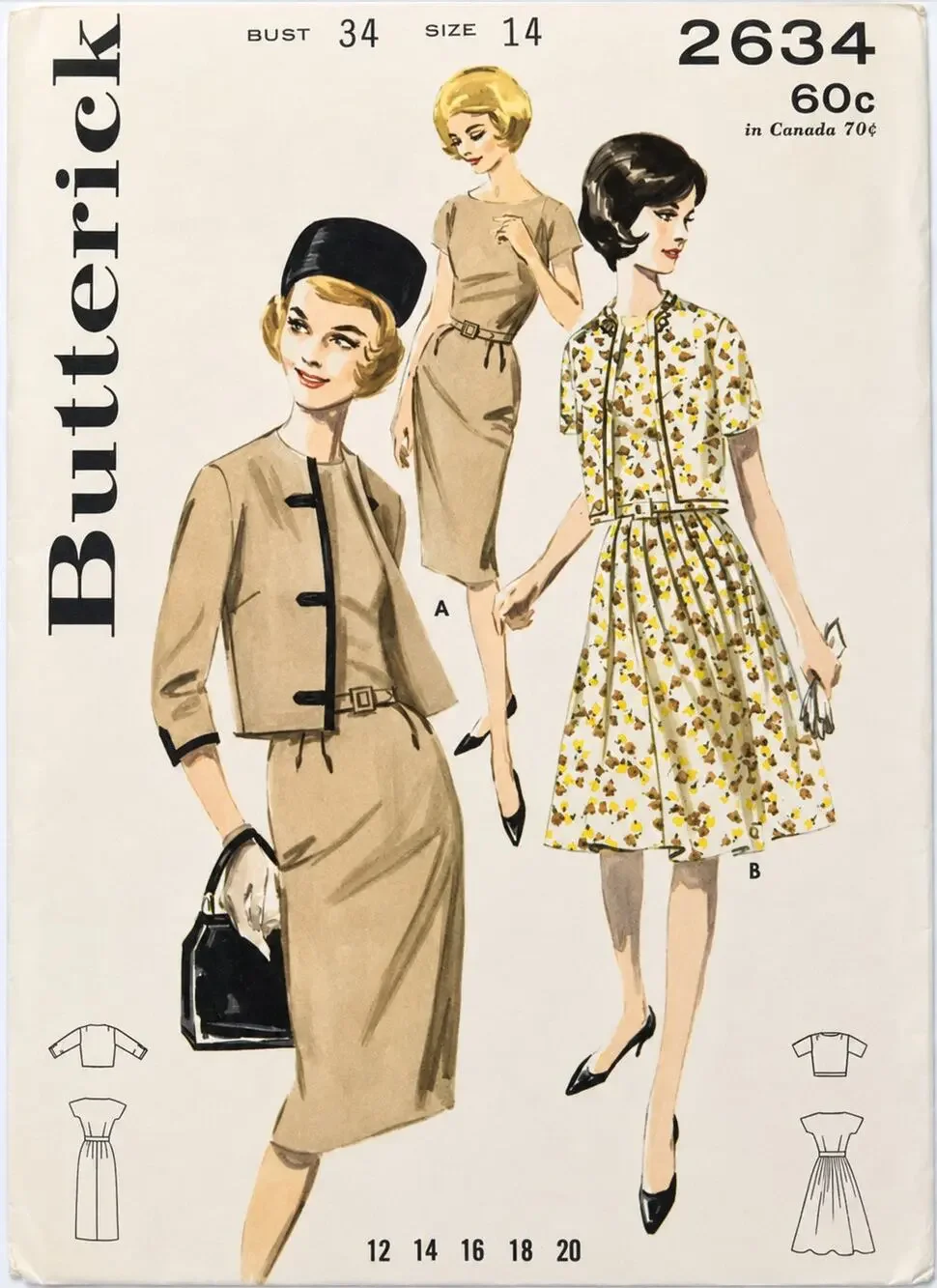 Vintage 50's Butterick 3325 Sewing Pattern Dress & Jacket Set Size 14 B/34 UC